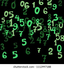 Falling numbers abstract background. Abstract background of color numbers for card or banner. Pattern of randomly distributed numbers from zero to nine in color.