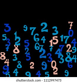 Falling numbers abstract background. Abstract background of color numbers for card or print. Pattern of randomly distributed numbers from zero to nine in color.