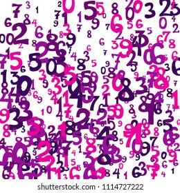 Falling numbers abstract background. Abstract background of color numbers for card or print. Pattern of randomly distributed numbers from zero to nine in color.