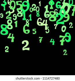 Falling numbers abstract background. Abstract background of color numbers for banner or poster. Pattern of randomly distributed numbers from zero to nine in color.