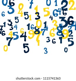 Falling numbers abstract background. Abstract background of color numbers for banner or poster. Pattern of randomly distributed numbers from zero to nine in color.