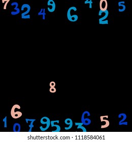 Falling numbers abstract background. Abstract background of color numbers for banner or poster. Pattern of randomly distributed numbers from zero to nine in color.