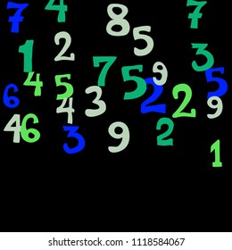 Falling numbers abstract background. Abstract background of color numbers for card or print. Pattern of randomly distributed numbers from zero to nine in color.