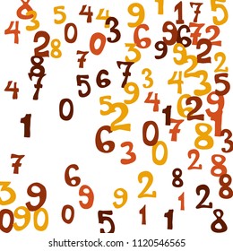 Falling numbers abstract background. Abstract background of color numbers for card or print. Pattern of randomly distributed numbers from zero to nine in color.