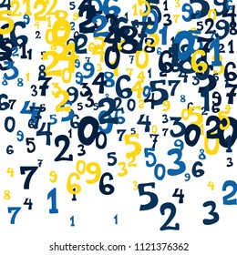 Falling numbers abstract background. Abstract background of color numbers for card or banner. Pattern of randomly distributed numbers from zero to nine in color.