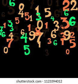 Falling numbers abstract background. Abstract background of color numbers for card or print. Pattern of randomly distributed numbers from zero to nine in color.