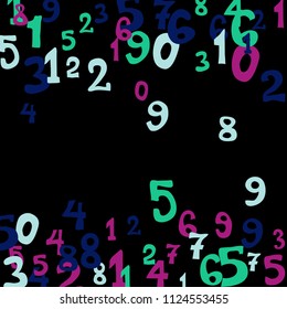 Falling numbers abstract background. Abstract background of color numbers for banner or poster. Pattern of randomly distributed numbers from zero to nine in color.