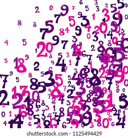 Falling numbers abstract background. Abstract background of color numbers for card or print. Pattern of randomly distributed numbers from zero to nine in color.