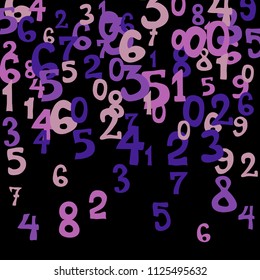 Falling numbers abstract background. Abstract background of color numbers for card or print. Pattern of randomly distributed numbers from zero to nine in color.