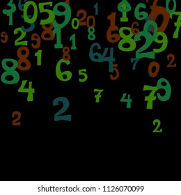 Falling numbers abstract background. Abstract background of color numbers for card or banner. Pattern of randomly distributed numbers from zero to nine in color.