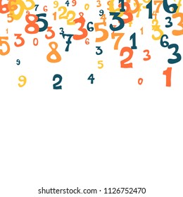 Falling numbers abstract background. Abstract background of color numbers for banner or poster. Pattern of randomly distributed numbers from zero to nine in color.