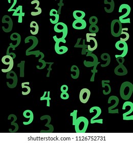 Falling numbers abstract background. Abstract background of color numbers for card or banner. Pattern of randomly distributed numbers from zero to nine in color.