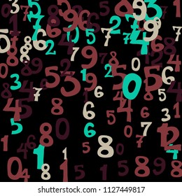 Falling numbers abstract background. Abstract background of color numbers for banner or poster. Pattern of randomly distributed numbers from zero to nine in color.