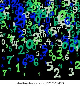 Falling numbers abstract background. Abstract background of color numbers for card or banner. Pattern of randomly distributed numbers from zero to nine in color.
