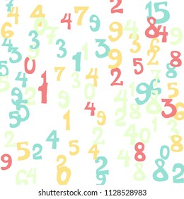 Falling numbers abstract background. Abstract background of color numbers for card or banner. Pattern of randomly distributed numbers from zero to nine in color.