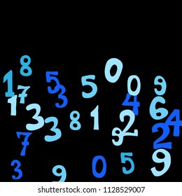 Falling numbers abstract background. Abstract background of color numbers for card or print. Pattern of randomly distributed numbers from zero to nine in color.