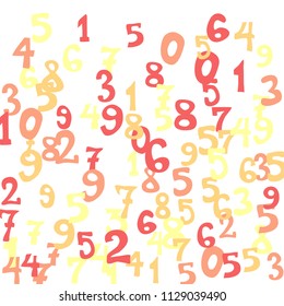 Falling numbers abstract background. Abstract background of color numbers for card or print. Pattern of randomly distributed numbers from zero to nine in color.