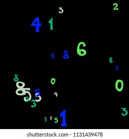 Falling numbers abstract background. Abstract background of color numbers for banner or poster. Pattern of randomly distributed numbers from zero to nine in color.