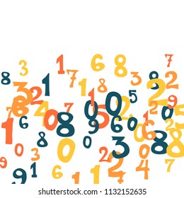 Falling numbers abstract background. Abstract background of color numbers for banner or poster. Pattern of randomly distributed numbers from zero to nine in color.