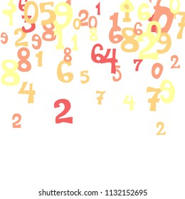 Falling numbers abstract background. Abstract background of color numbers for banner or poster. Pattern of randomly distributed numbers from zero to nine in color.