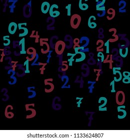 Falling numbers abstract background. Abstract background of color numbers for banner or poster. Pattern of randomly distributed numbers from zero to nine in color.