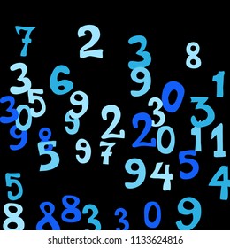 Falling numbers abstract background. Abstract background of color numbers for banner or poster. Pattern of randomly distributed numbers from zero to nine in color.
