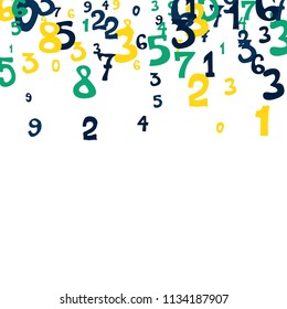 Falling numbers abstract background. Abstract background of color numbers for card or print. Pattern of randomly distributed numbers from zero to nine in color.