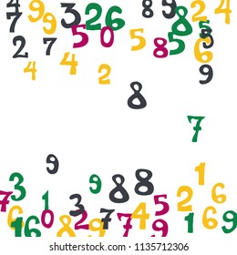 Falling numbers abstract background. Abstract background of color numbers for banner or poster. Pattern of randomly distributed numbers from zero to nine in color.