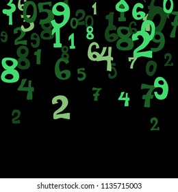 Falling numbers abstract background. Abstract background of color numbers for card or banner. Pattern of randomly distributed numbers from zero to nine in color.