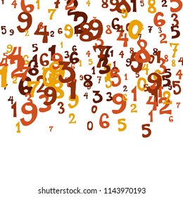 Falling numbers abstract background. Abstract background of color numbers for banner or poster. Pattern of randomly distributed numbers from zero to nine in color.