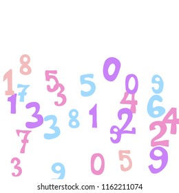 Falling numbers abstract background. Abstract background of color numbers for card or print. Pattern of randomly distributed numbers from zero to nine in color.