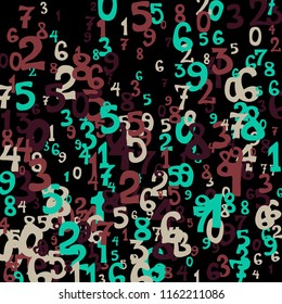 Falling numbers abstract background. Abstract background of color numbers for banner or poster. Pattern of randomly distributed numbers from zero to nine in color.