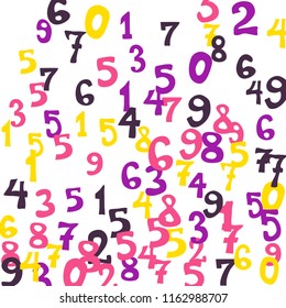 Falling numbers abstract background. Abstract background of color numbers for card or print. Pattern of randomly distributed numbers from zero to nine in color.