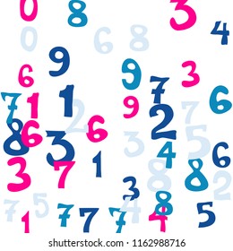 Falling numbers abstract background. Abstract background of color numbers for card or banner. Pattern of randomly distributed numbers from zero to nine in color.