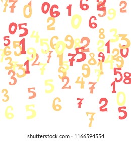 Falling numbers abstract background. Abstract background of color numbers for card or banner. Pattern of randomly distributed numbers from zero to nine in color.