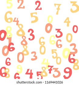 Falling numbers abstract background. Abstract background of color numbers for banner or poster. Pattern of randomly distributed numbers from zero to nine in color.