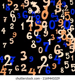 Falling numbers abstract background. Abstract background of color numbers for card or print. Pattern of randomly distributed numbers from zero to nine in color.