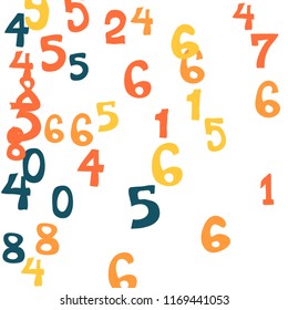 Falling numbers abstract background. Abstract background of color numbers for card or banner. Pattern of randomly distributed numbers from zero to nine in color.