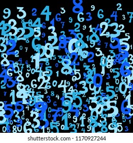 Falling numbers abstract background. Abstract background of color numbers for banner or poster. Pattern of randomly distributed numbers from zero to nine in color.