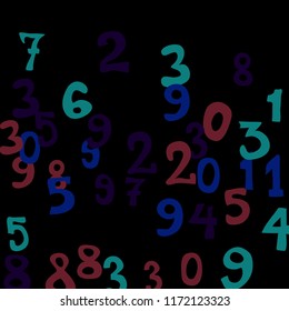 Falling numbers abstract background. Abstract background of color numbers for banner or poster. Pattern of randomly distributed numbers from zero to nine in color.