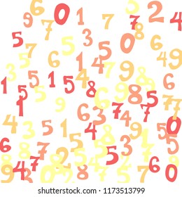 Falling numbers abstract background. Abstract background of color numbers for card or print. Pattern of randomly distributed numbers from zero to nine in color.