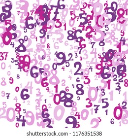 Falling numbers abstract background. Abstract background of color numbers for card or print. Pattern of randomly distributed numbers from zero to nine in color.