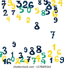 Falling numbers abstract background. Abstract background of color numbers for banner or poster. Pattern of randomly distributed numbers from zero to nine in color.