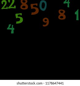 Falling numbers abstract background. Abstract background of color numbers for card or banner. Pattern of randomly distributed numbers from zero to nine in color.
