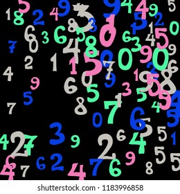 Falling numbers abstract background. Abstract background of color numbers for card or banner. Pattern of randomly distributed numbers from zero to nine in color.