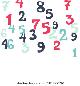 Falling numbers abstract background. Abstract background of color numbers for card or banner. Pattern of randomly distributed numbers from zero to nine in color.