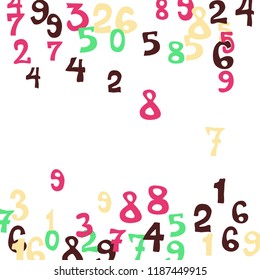 Falling numbers abstract background. Abstract background of color numbers for card or banner. Pattern of randomly distributed numbers from zero to nine in color.