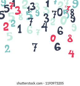 Falling numbers abstract background. Abstract background of color numbers for banner or poster. Pattern of randomly distributed numbers from zero to nine in color.