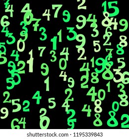 Falling numbers abstract background. Abstract background of color numbers for card or print. Pattern of randomly distributed numbers from zero to nine in color.