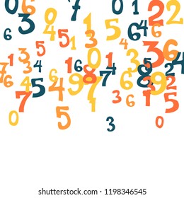 Falling numbers abstract background. Abstract background of color numbers for card or print. Pattern of randomly distributed numbers from zero to nine in color.